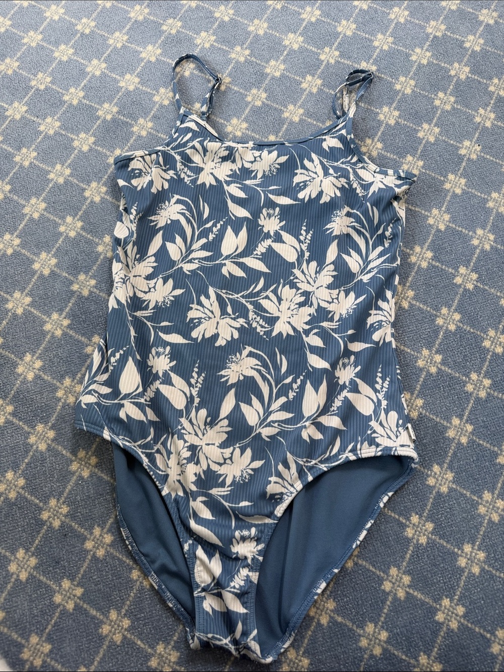 abercrombie kids Blue and White Floral One-Piece Swimsuit